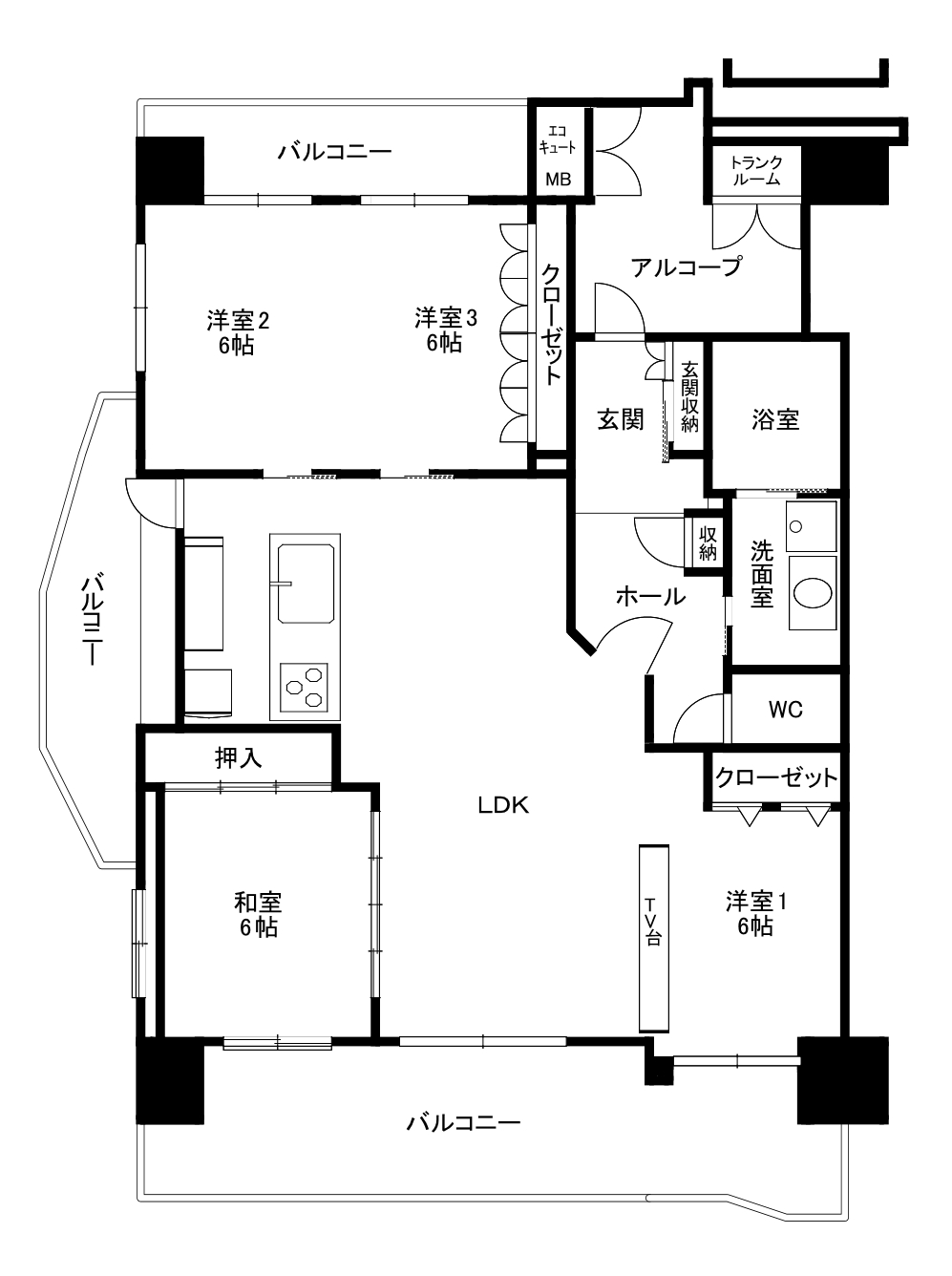 山口県宇部市 アドバンス21パンセ琴芝の間取り